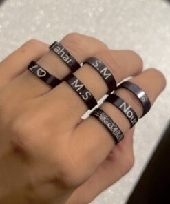 Bague noir personnalisable recto/verso